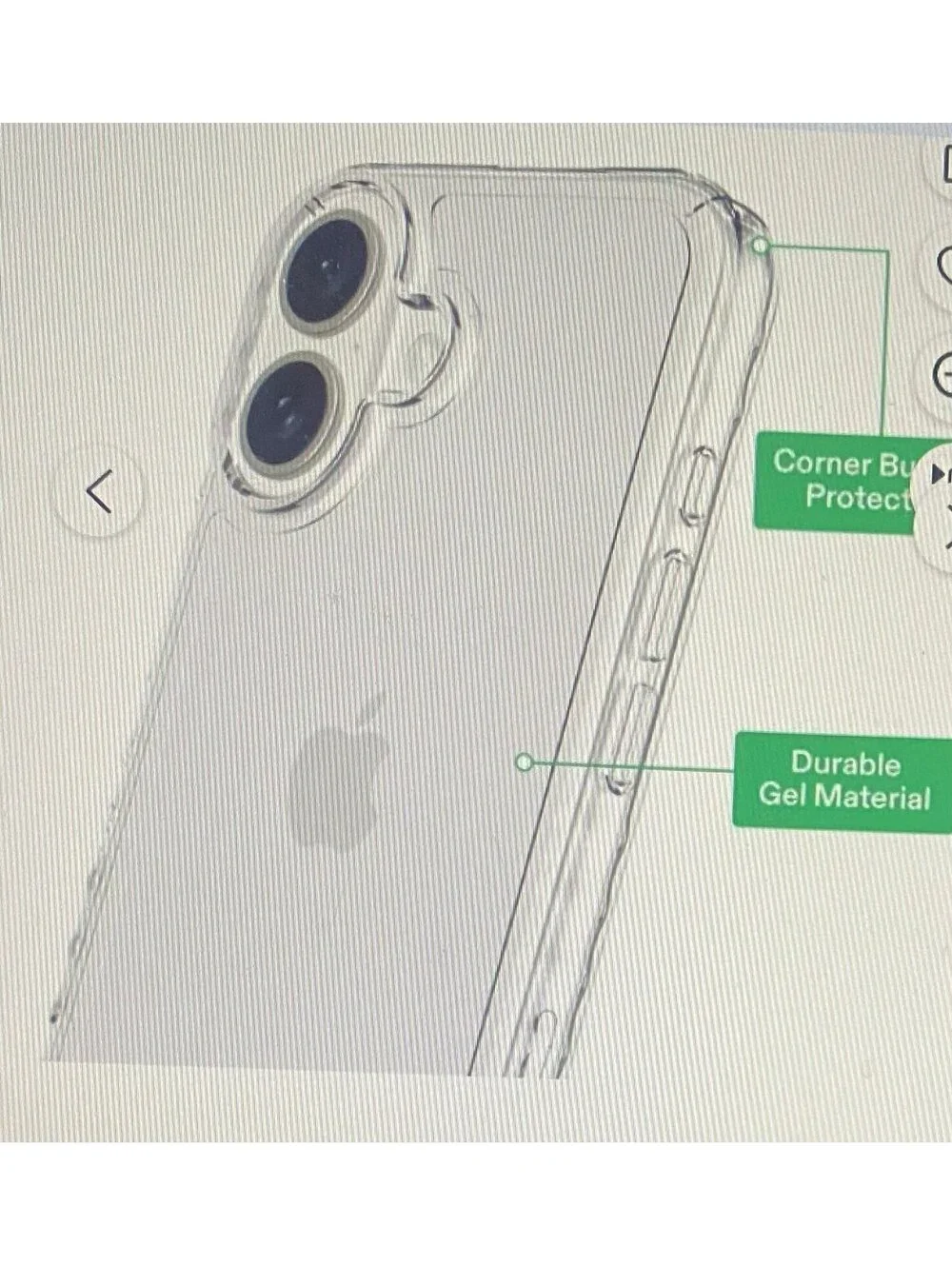 Onn Protective Gel Case for iPhone 16 Clear